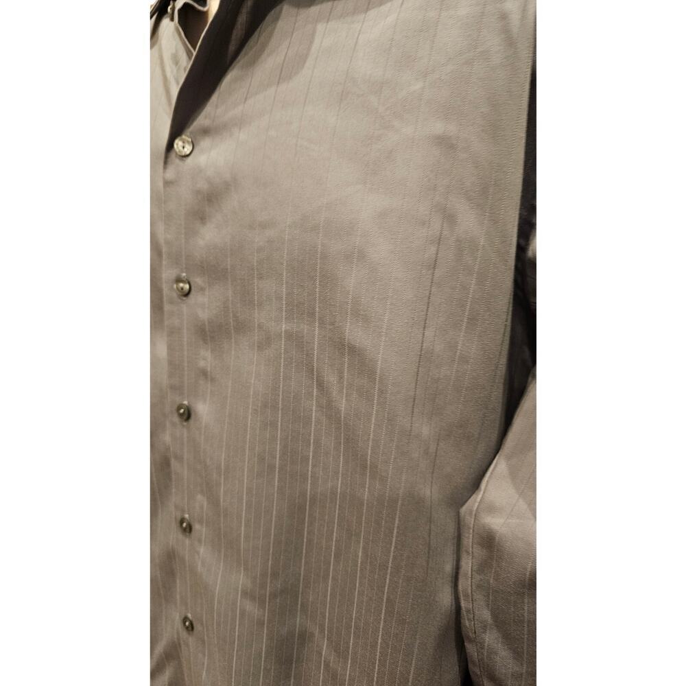 16 - 34 / 35 L grey wrinkle free dress shirt long sleeve button up EUC Kenneth C - Picture 4 of 8